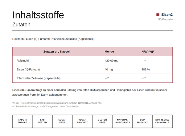Eisen 2 Produkt vegan natur
