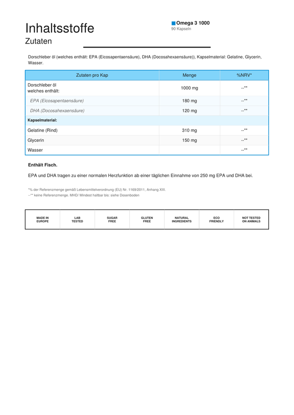 Zutateniste Omega 3 vitaminone