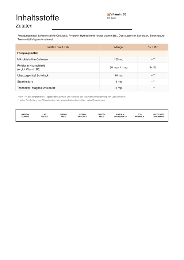 Vitamin B6 hefefrei